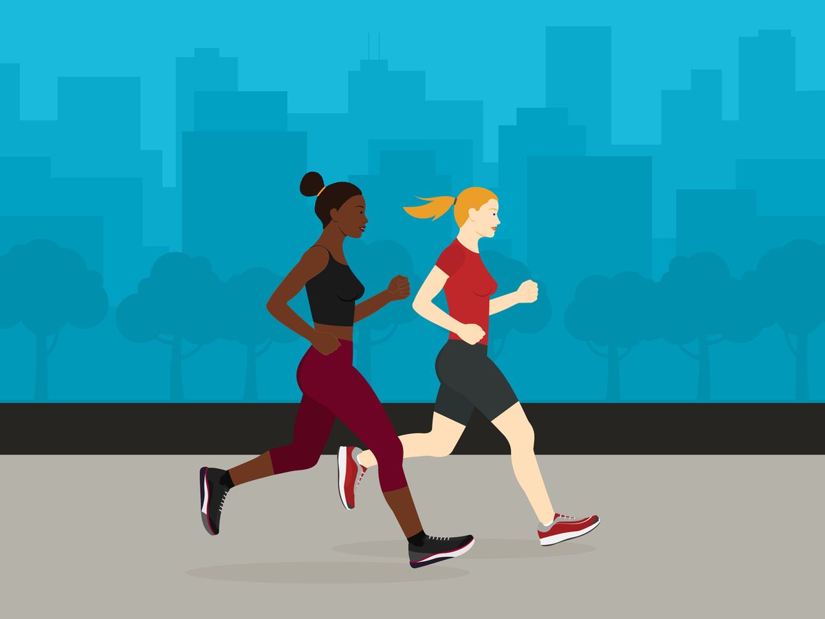 lesbian couple jogging illustration