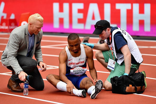 matt hudson smith se lesiona en una carrera en londres en el año 2017