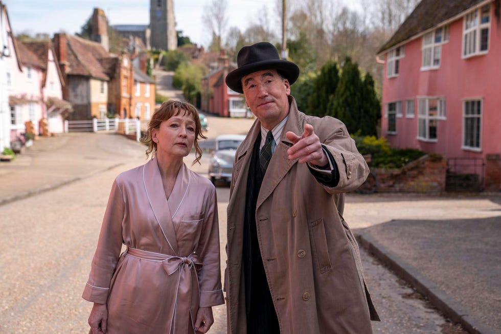 lesley manville as susan ryeland, tim mcmullan as atticus pund, magpie murders