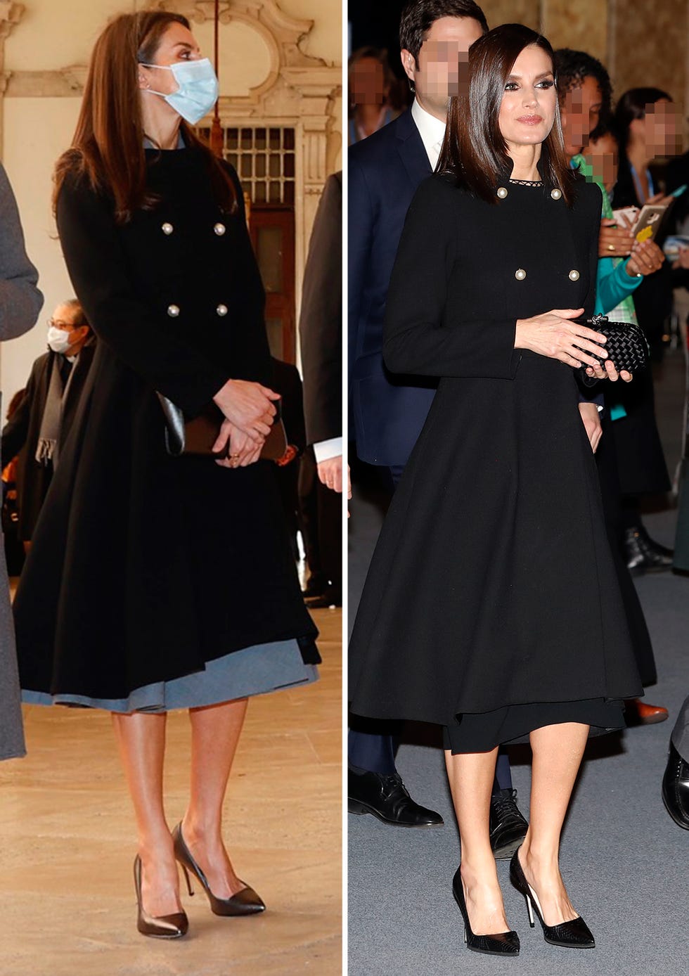 Clothing, Dress, Outerwear, Coat, Formal wear, Style, Bag, Fashion, Luggage and bags, Little black dress, 