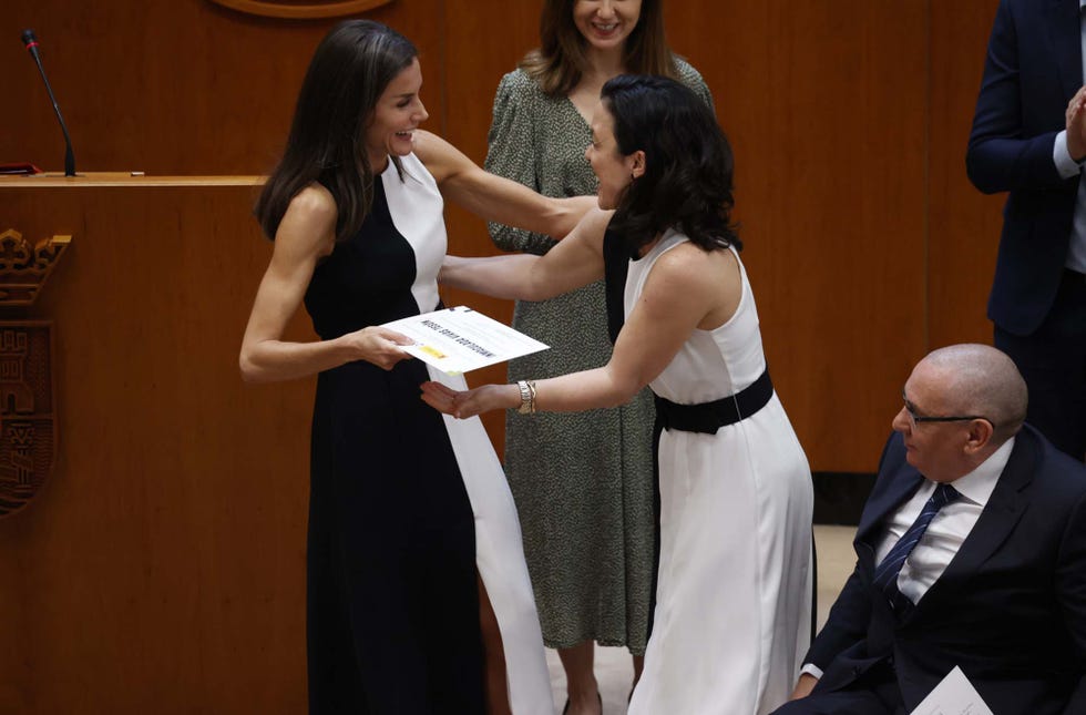 spanish queen letizia and inmaculada vivas teson  during queen letizia 2021 awards in merida badajoz on wednesday, 4 may 2022