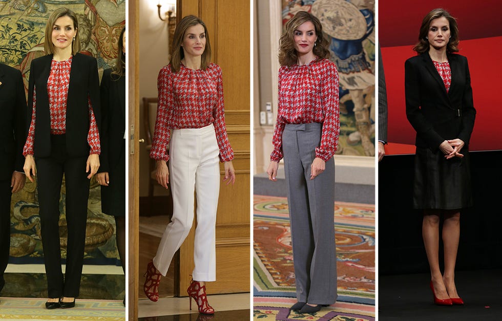 letizia y sus looks con esta camisa de pata de gallo