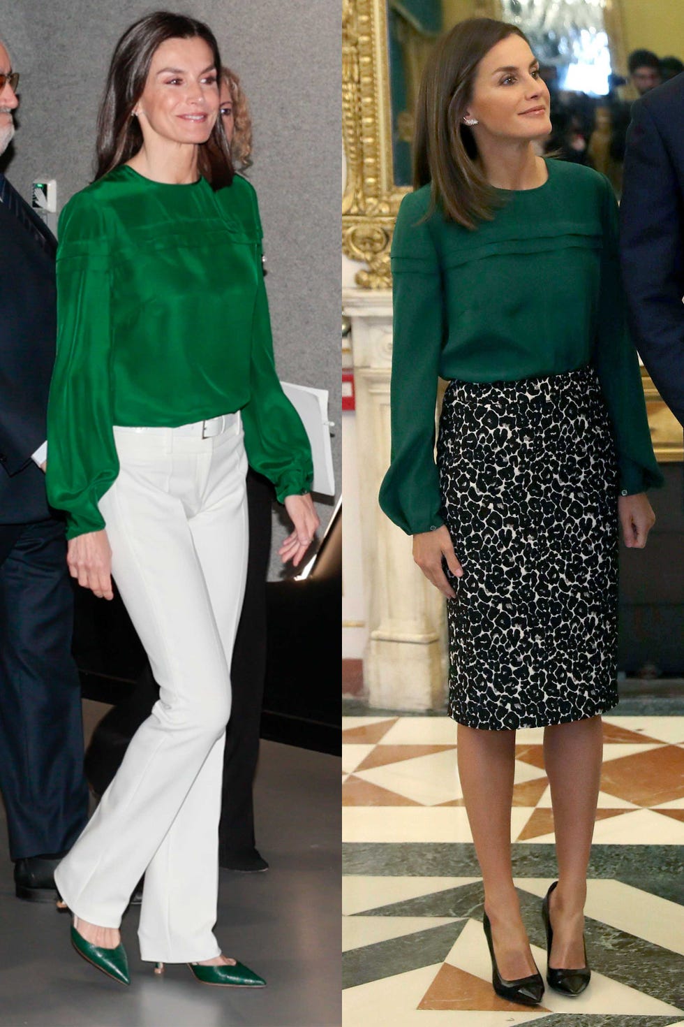 letizia con blusa verde