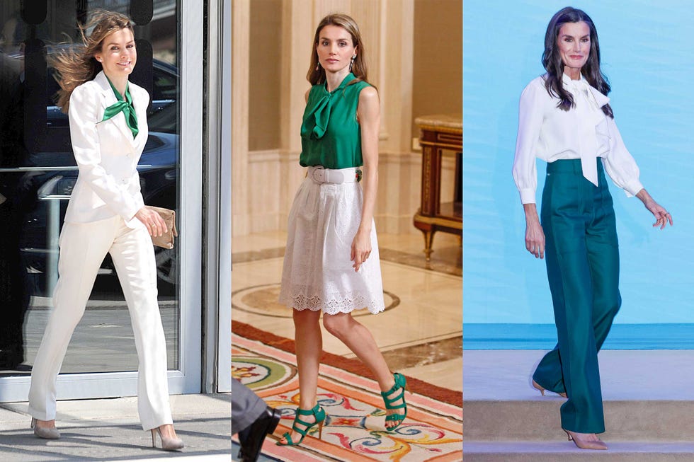 letizia looks en color verde y blanco