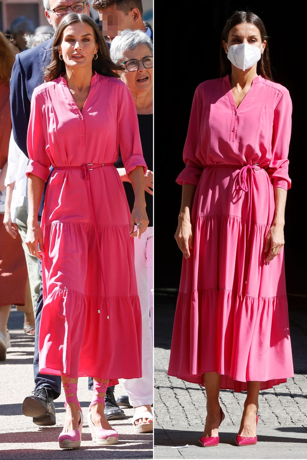 letizia recupera su vestido camisero rosa