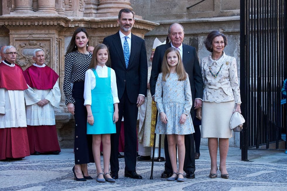 la familia real en la misa de pascua de 2018 en palma de mallorca