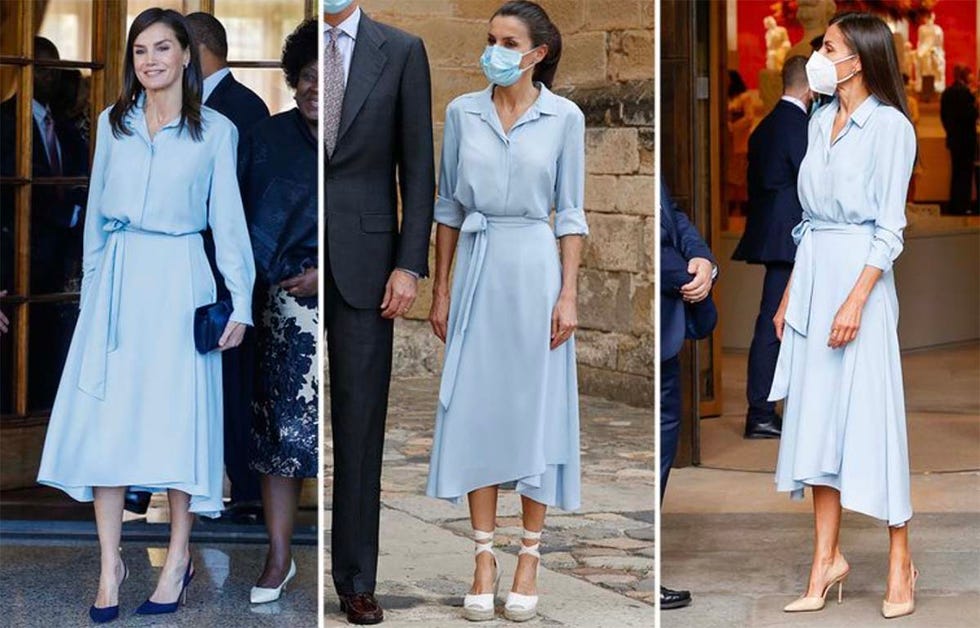 fotomontaje de letizia con el mismo vestido llevado de tres formas distintas