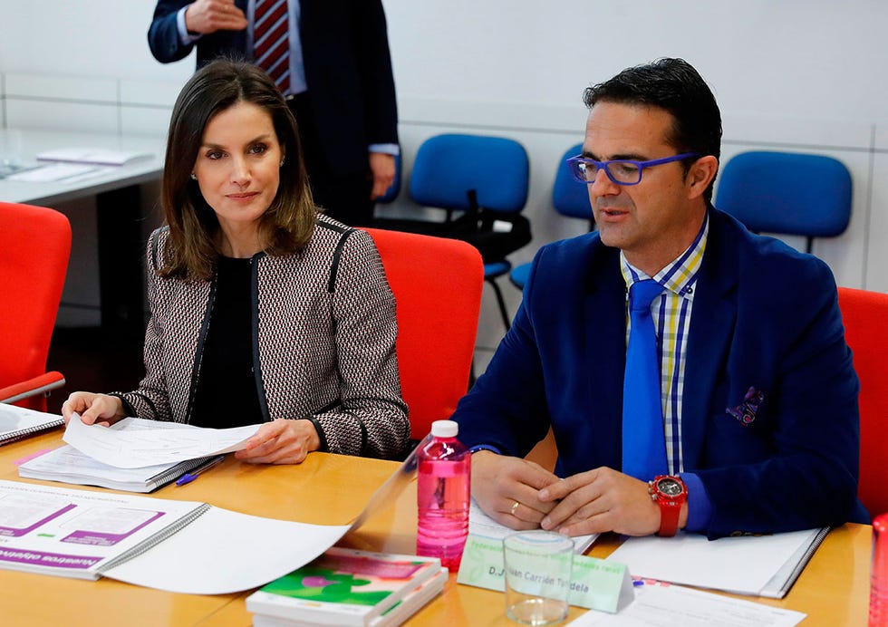 La reina Letizia y Juan Carrión Tudela en la sede de FEDER
