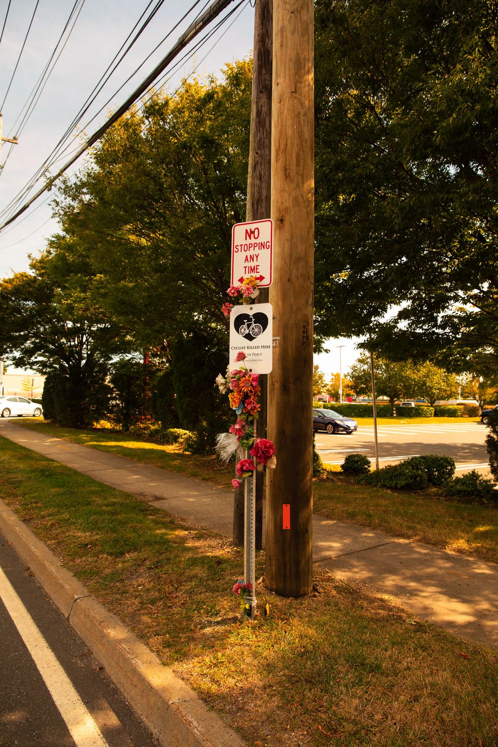 a memorial for a cyclist killed on hempsteadturnpike