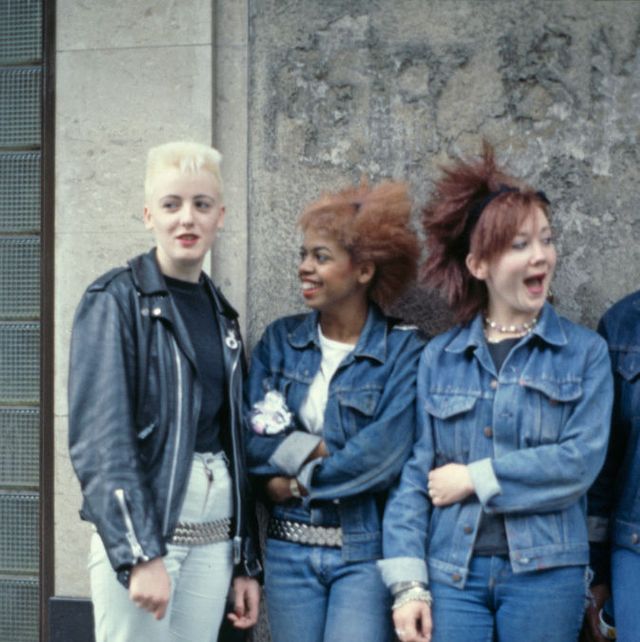 three teenage girls wearing post punk fashions, 1980 photo by caroline greville morrisredfernsgetty images