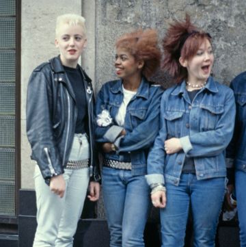 three teenage girls wearing post punk fashions, 1980 photo by caroline greville morrisredfernsgetty images