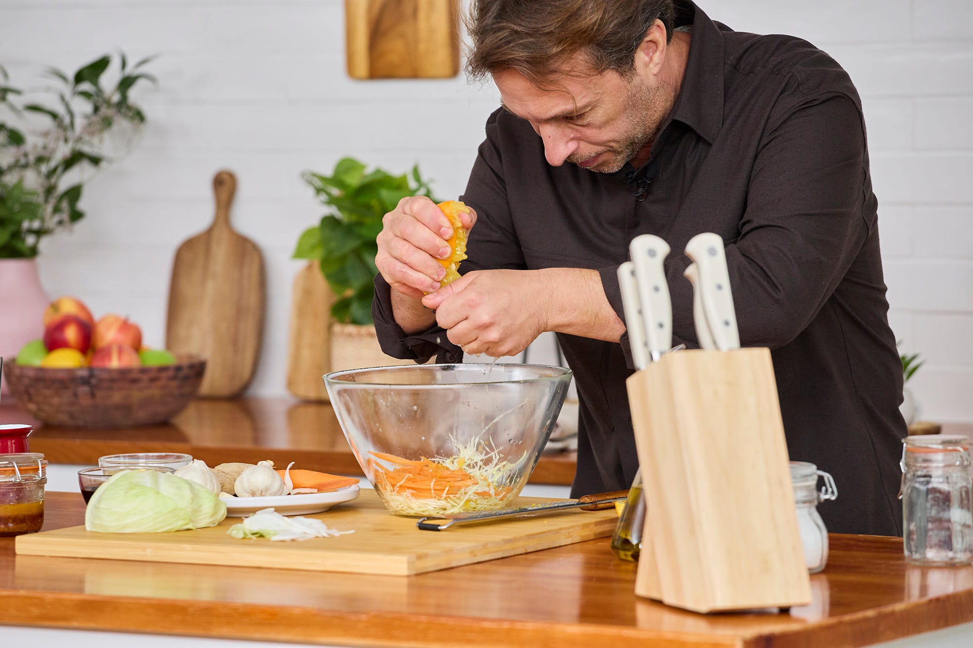 cutting vegetables alone