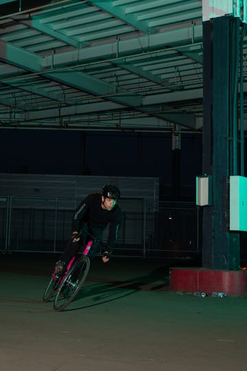 li king riding bike in garage