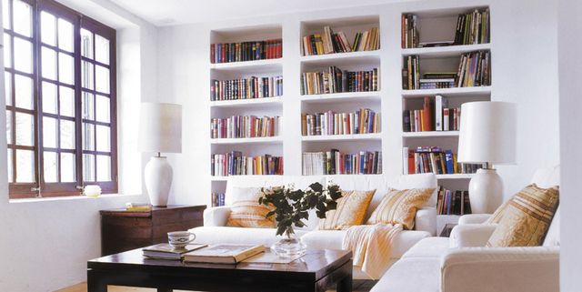 Furniture, Living room, Room, Interior design, Shelf, Shelving, Property, Table, Building, Bookcase, 