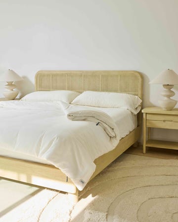white bed with avec duvet set