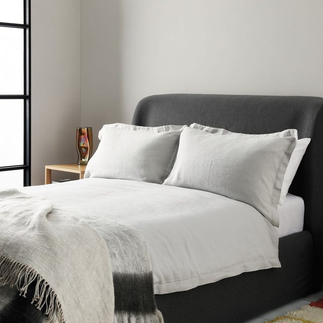 Light Grey Linen Double Duvet Set, Habitat