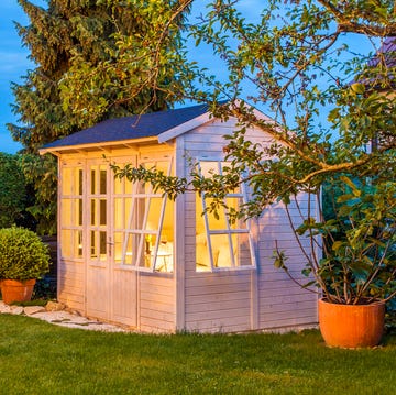 lighted garden shed