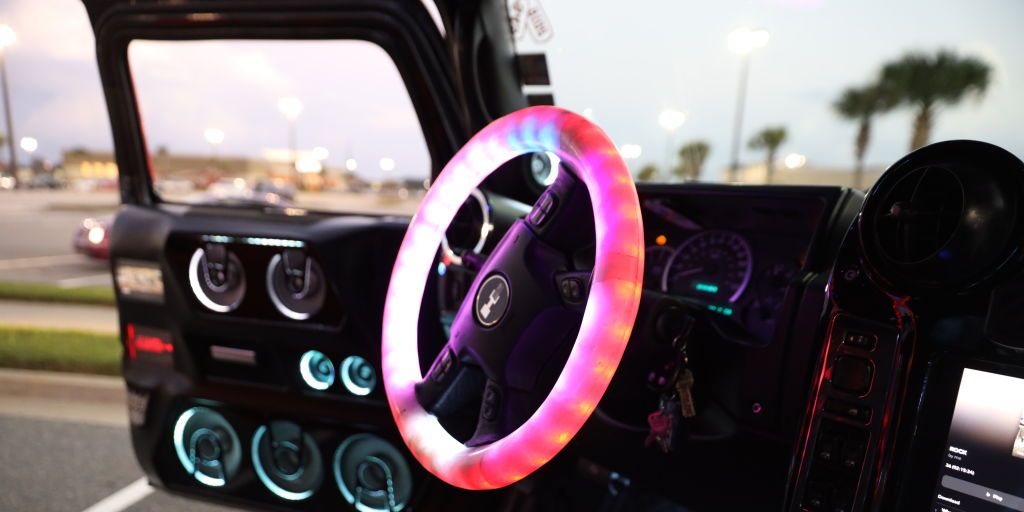 pink car interior lights