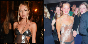 lila and kate moss see through silver dress