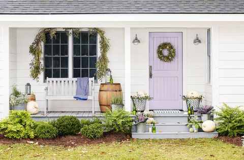 lilac purple front door, paint colors small rooms