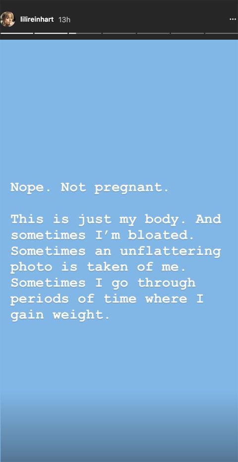 lili reinhart not pregnant