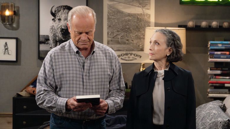 l r kelsey grammer as frasier crane and bebe neuwirth as dr lilith sternin in frasier, episode 7, season 1 streaming on paramount, 2023 photo credit chris hastonparamount