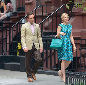 new york, ny august 10 ed westwick and kelly rutherford are seen on the movie set of gossip girl on august 10, 2012 in new york city photo by andersonbauer griffingc images