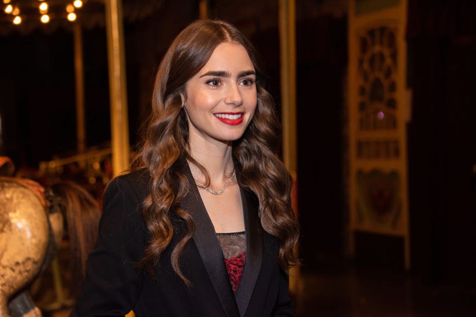 lily collins   chestnut hair color