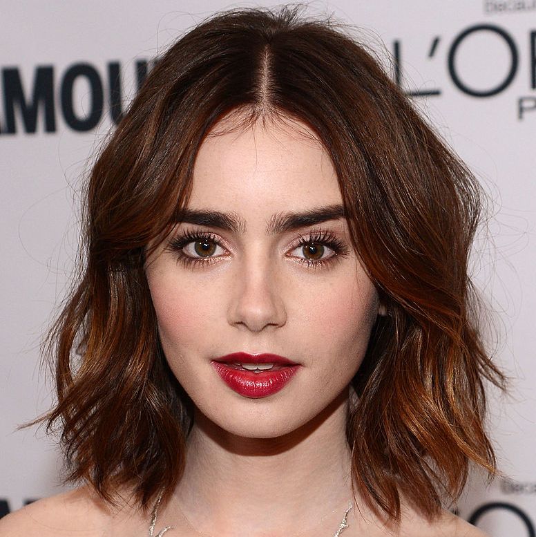 short hairstyles for thick hair lily collins