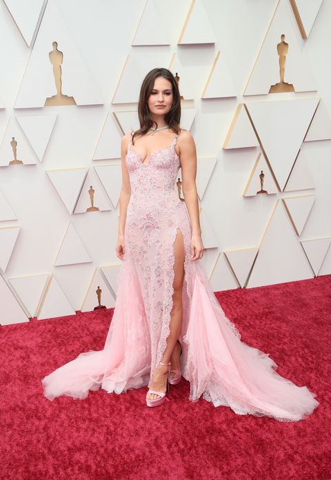 lily james on the 2022 oscars red carpet