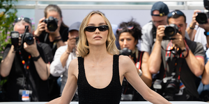 lily rose depp wears a tweed chanel black dress at cannes