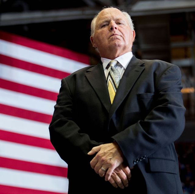 us radio talk show host and conservative political commentator rush limbaugh looks on before introducing us president donald trump to deliver remarks at a make america great again rally in cape girardeau, mo, on november 5, 2018 photo by jim watson  afp photo by jim watsonafp via getty images