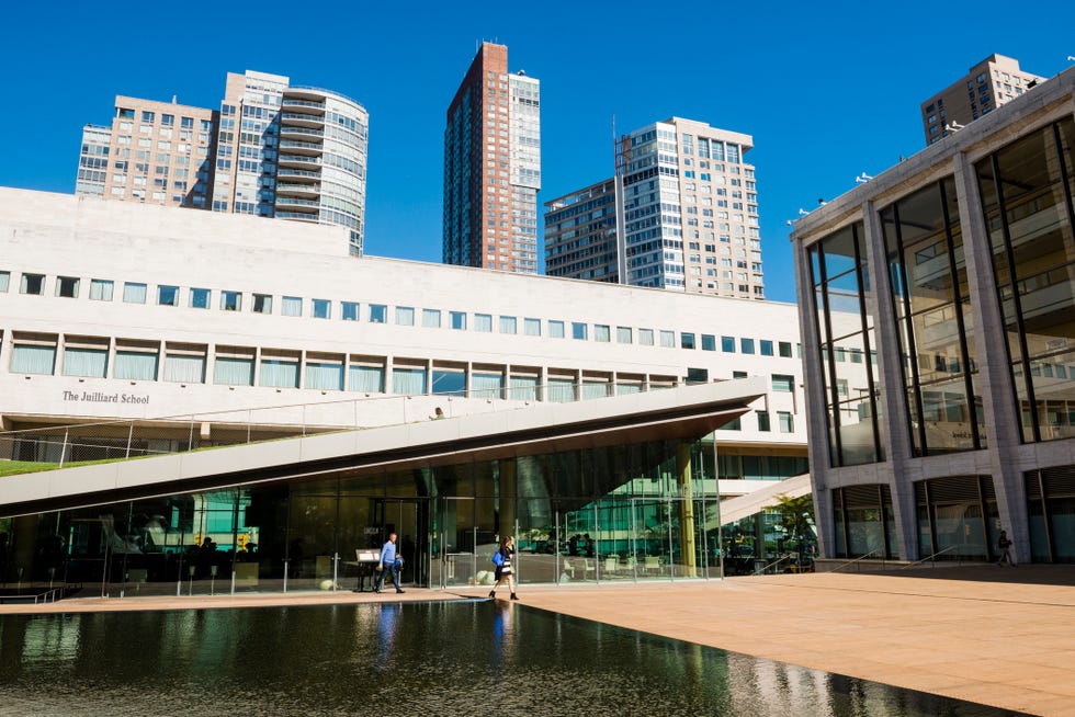 nyc lincoln center juilliard school building architecture on sunny day