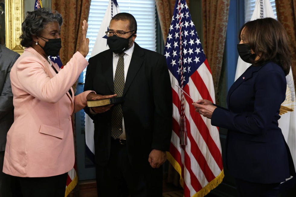 vice president harris swears in two cabinet members for biden administration