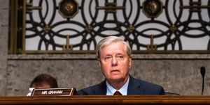 washington, dc   september 16  sen lindsey graham r sc, listens during a hearing of the senate appropriations subcommittee reviewing coronavirus response efforts on september 16, 2020 in washington, dc  photo by anna moneymaker poolgetty images