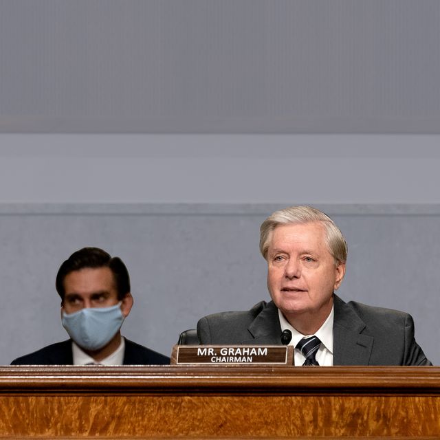 washington, dc   september 30 chairman of the senate judiciary committee sen lindsey graham r sc, speaks during a hearing on wednesday, september 30, 2020 on capitol hill in washington, dc the committee is exploring the fbi's investigation of the 2016 trump campaign and russian election interference photo by stefani reynolds poolgetty images