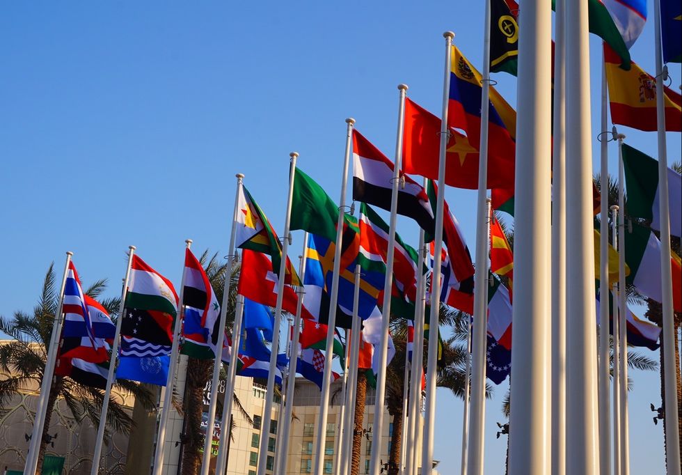 a row of flags