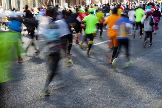 Line of runners on tokyo marathon