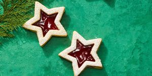 linzer star cookies with jam in the center