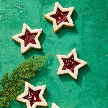 linzer star cookies with jam in the center