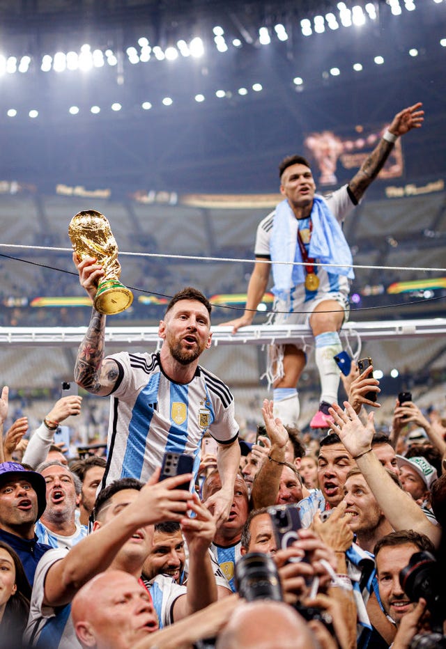 Lionel Messi: a sky blue & white striped Argentina No.15 jersey