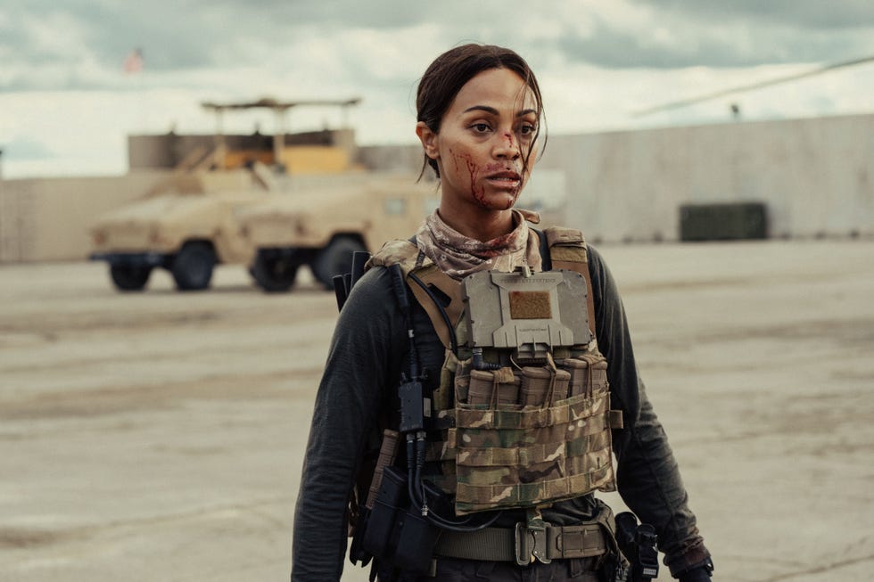 zoe saldana as joe in lioness, episode 2, season 2, streaming on paramount+, 2024. photo credit: ryan green/paramount+