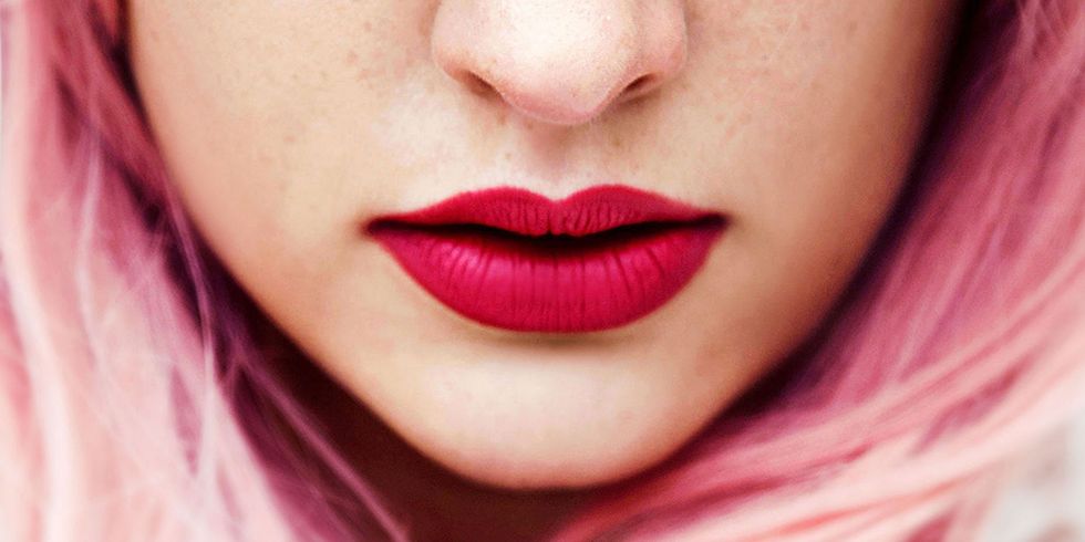 Lip, Face, Cheek, Chin, Nose, Skin, Red, Close-up, Mouth, Pink, 