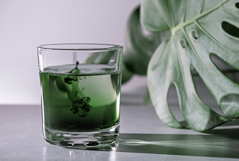 green food colouring in water