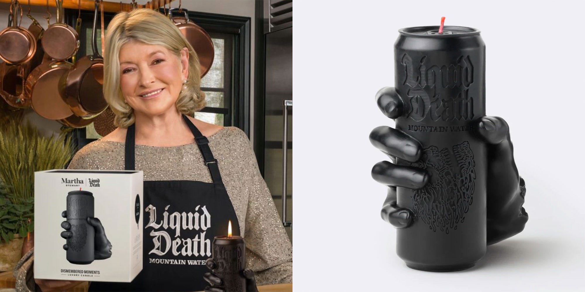 Martha Stewart Is Collabing With Liquid Death On A Severed Hand Candle