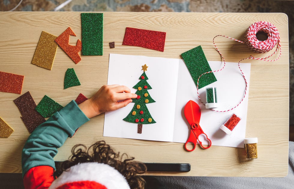 árbol de navidad con fieltro tarjeta