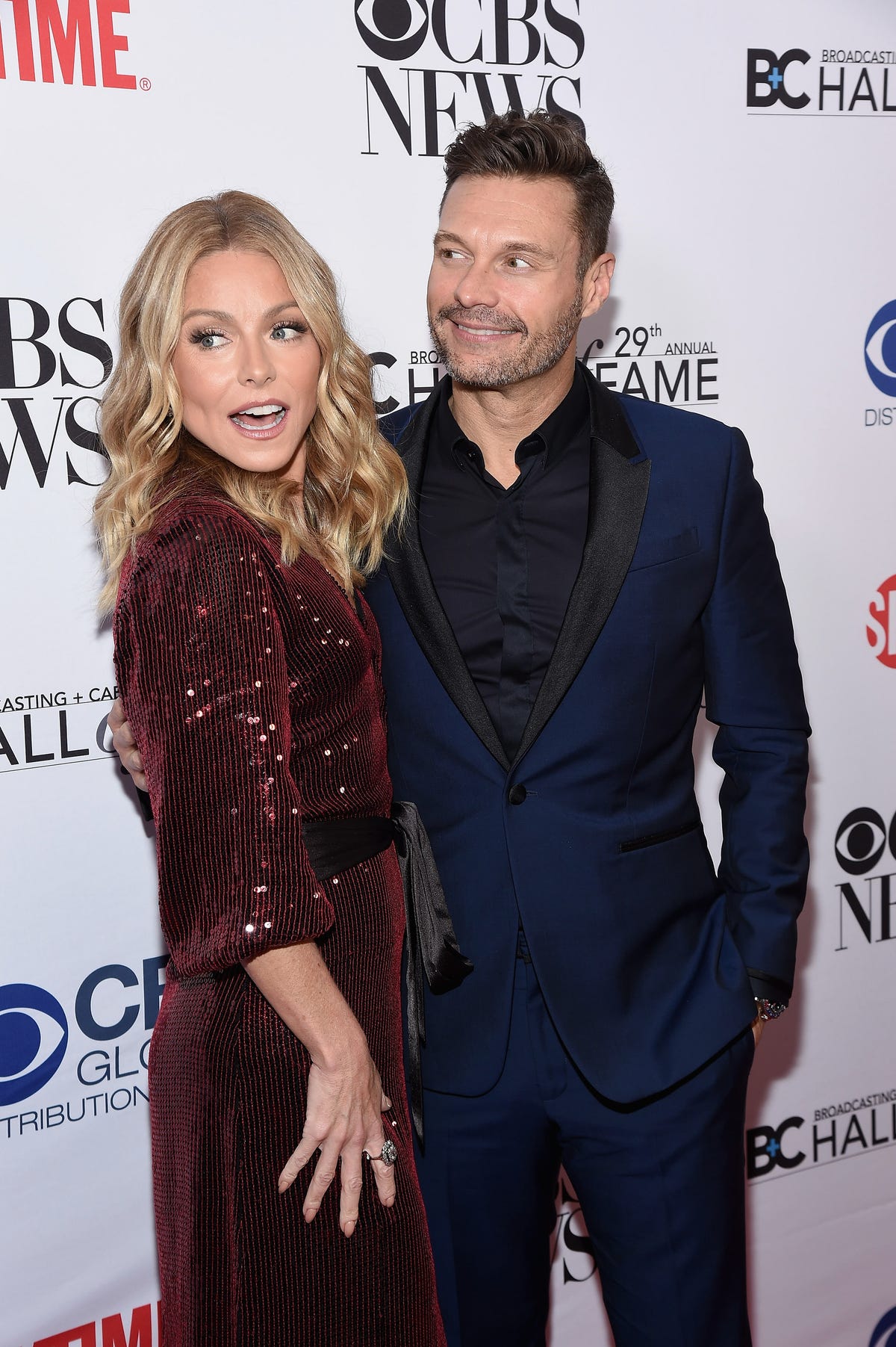 new york, new york   october 29 event honoree kelly ripa and ryan seacrest attend the broadcasting  cable hall of fame awards anniversary gala at the ziegfeld ballroom on october 29, 2019 in new york city photo by gary gershoffgetty images
