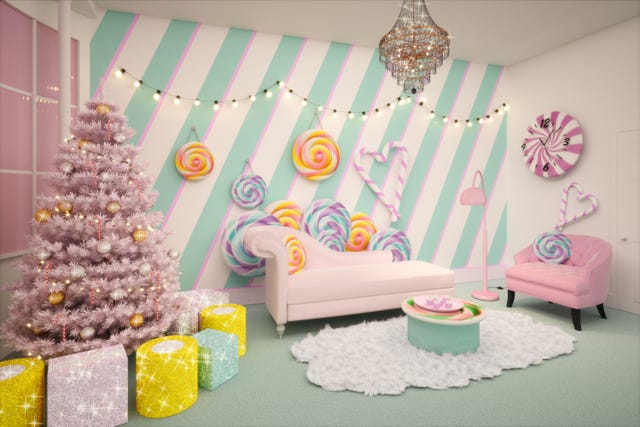 Decoration, Pink, Room, Interior design, Furniture, Wallpaper, Living room, Table, Party, Home, 