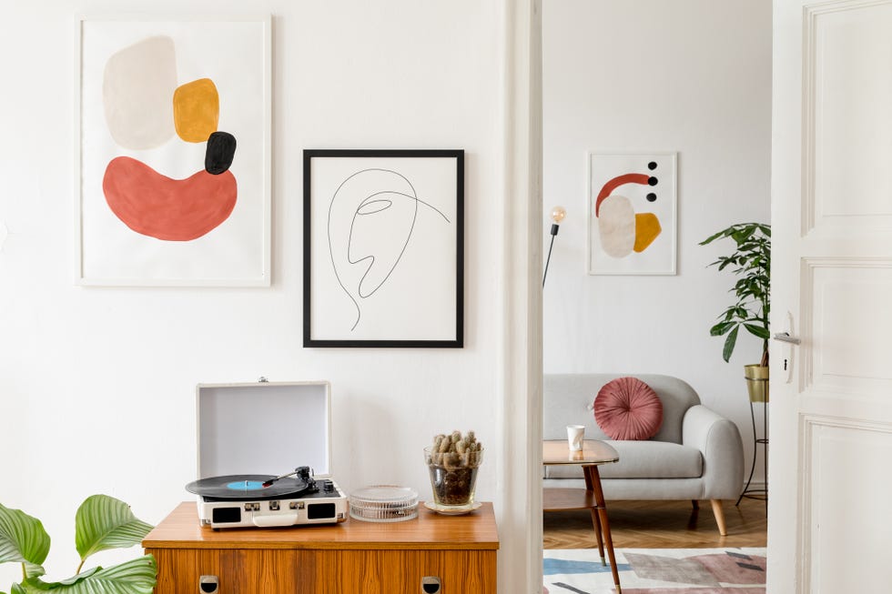 minimalistic retro style home interior scandinavian living room