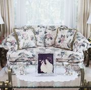 Living room interior with wedding photograph